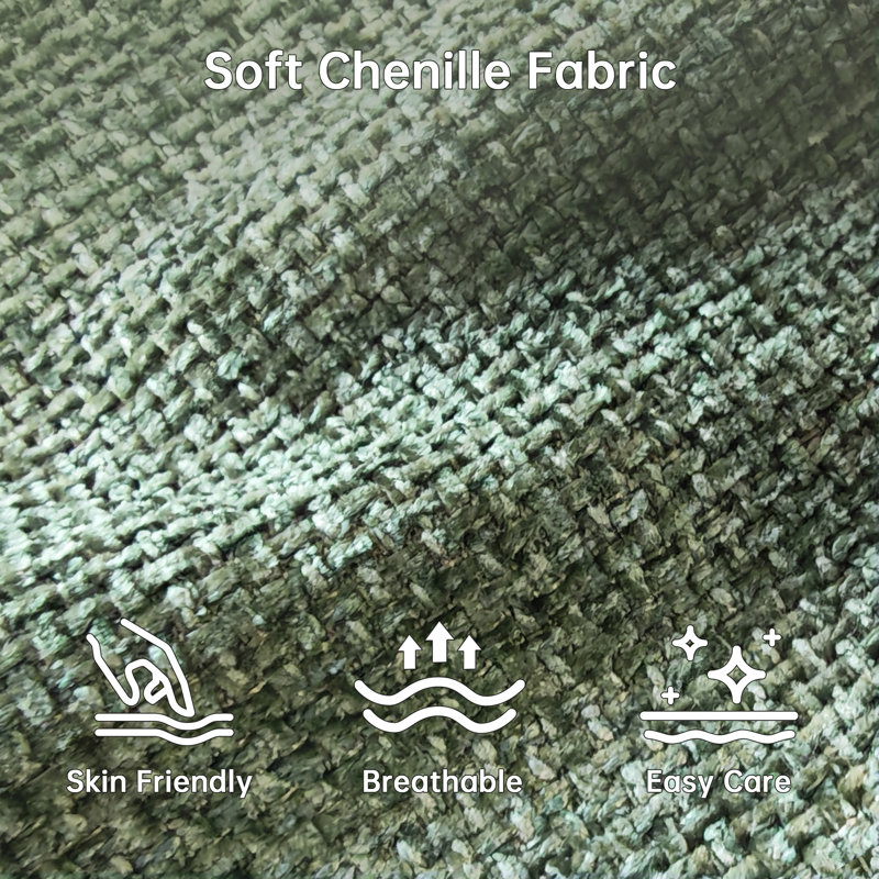 Canapé modulaire en forme de L à assise profonde avec base en bois massif 5 pièces Myrhn, Chenille verte
