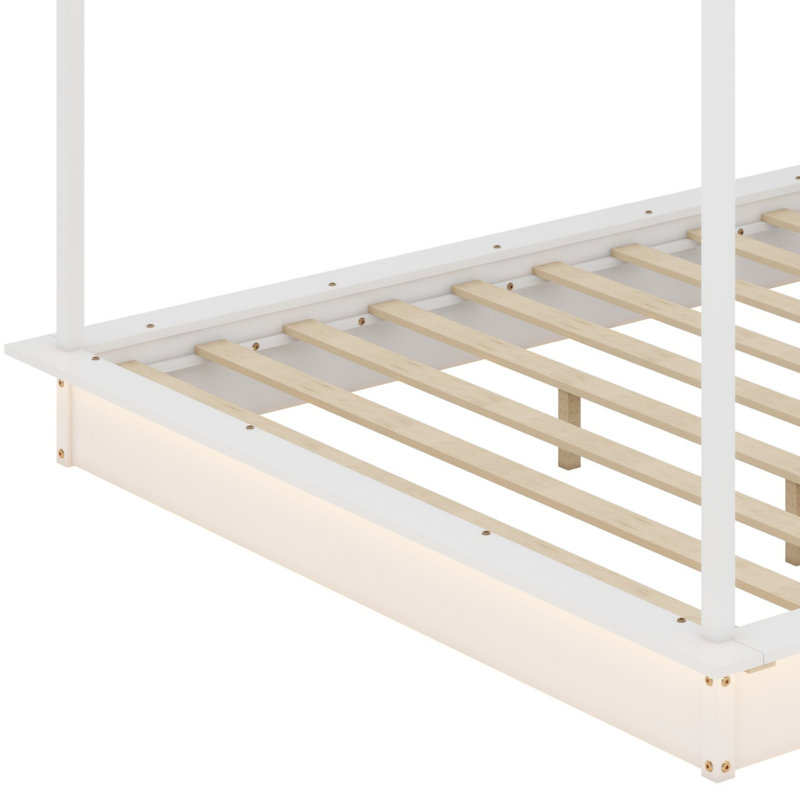 Wood LED Canopy Bed, King