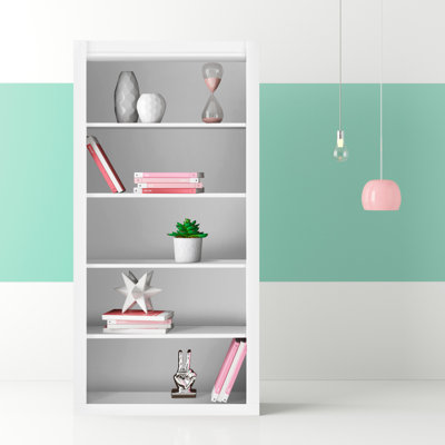 Bibliothèque ouverte moderne Mid-Century à 5 tablettes H 71,85 "x l 35,63" Olinda