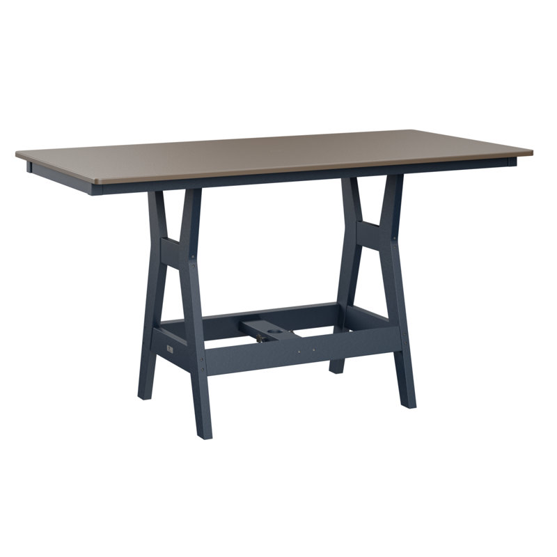 Table de bar rectangulaire 66 po Berlin Gardens Harbor, Bronze martelé, Marine, H 38,87 po x l 66 po x P 33 po