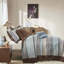 Ensemble 5 pièces jacquard avec coussins décoratifs bleu-108977404