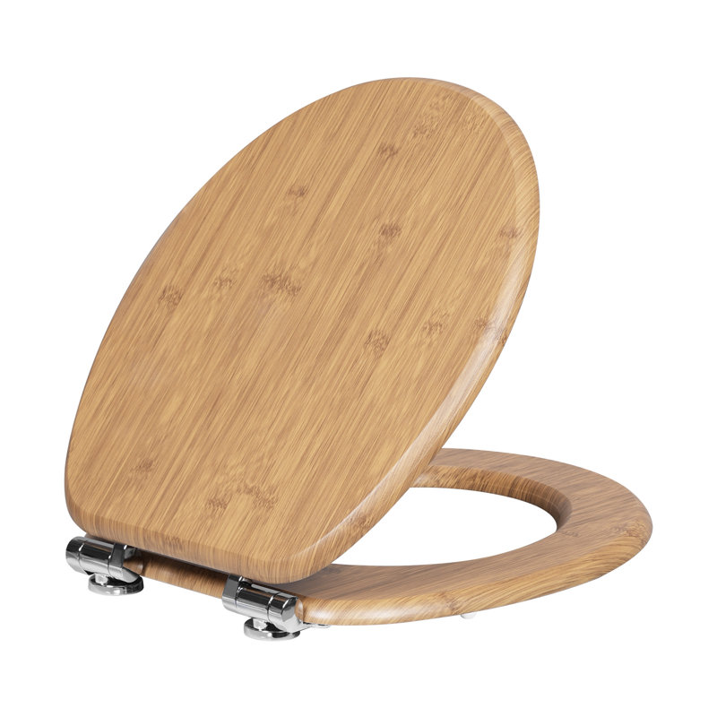 Wooden Toilet Seat,Soft Close Toilet Seat Lid Cover With Adjustable Hinge,Anti-Slip, For Family Bathroom O-Shape