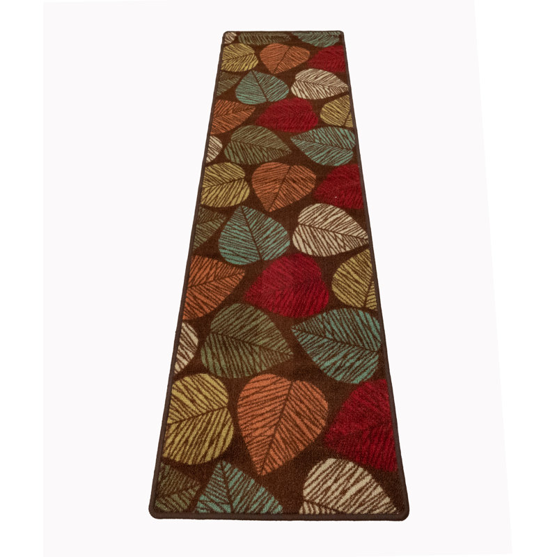 Tapis à poils courts antidérapant à motif floral, Tapis de couloir 1 pi 9 po x 4 pi 11 po