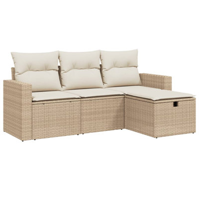 Vidaxl Garden Sofa Set Poly Rattan Steel 3-Seater Modular
