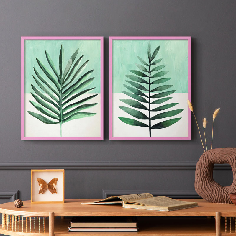 Impression encadrée Verging Palm I-Premium - prête à être accrochée - aucun clou requis - aucun clou requis, Rose