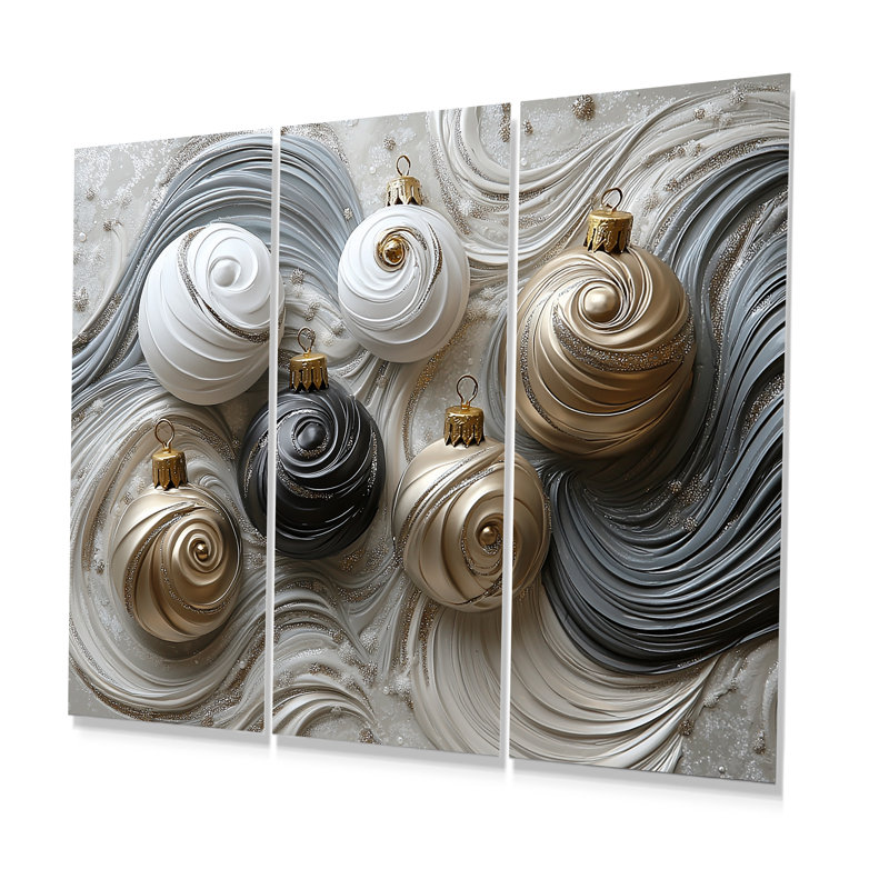 Ensemble de salon art mural blanc et doré, Métal métal, H 40 po x l 60 po x P 1 po