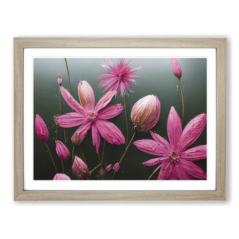 Captivating Wildflowers Floral - Framed Print, 25cm H x 34cm W x 2cm D, Oak