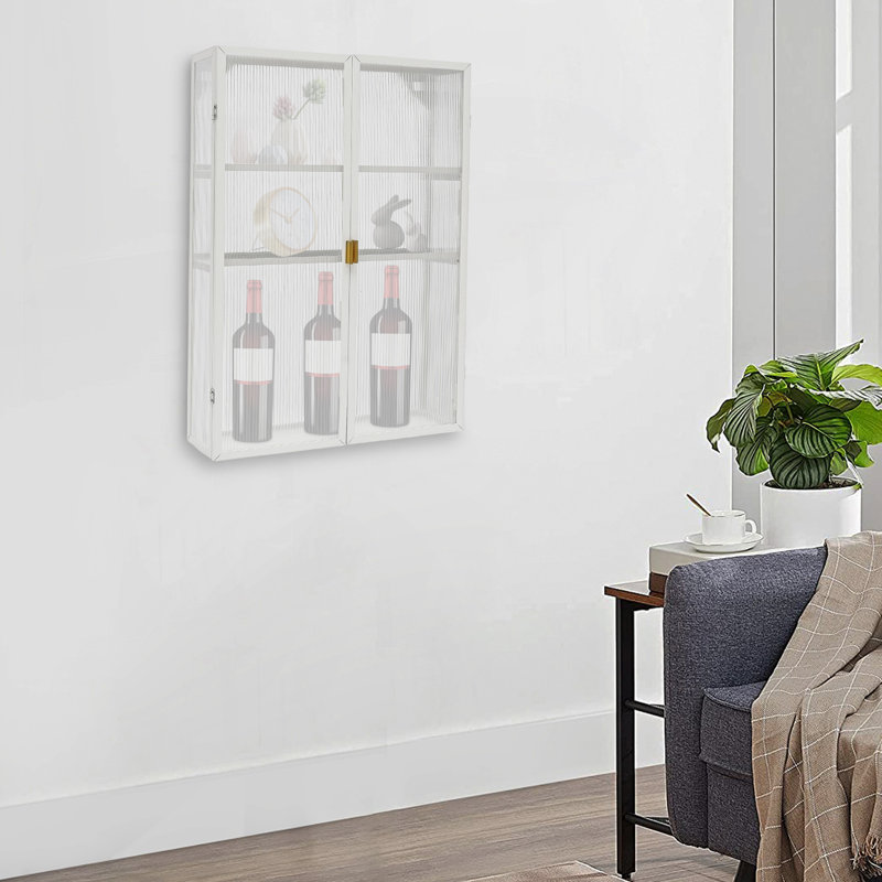 Armoire murale 3 portes à 3 niveaux style rétro Haze avec tablettes amovibles, White