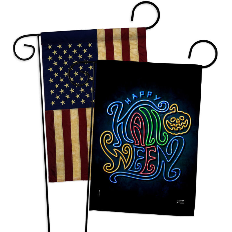 Drapeau de jardin d'Halloween à 2 côtés en polyester 19 x 13 po