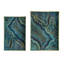 Ensemble de 2 plateaux rectangulaires Fara, conception en marbre, poignée découpée, plastique bleu-123774331
