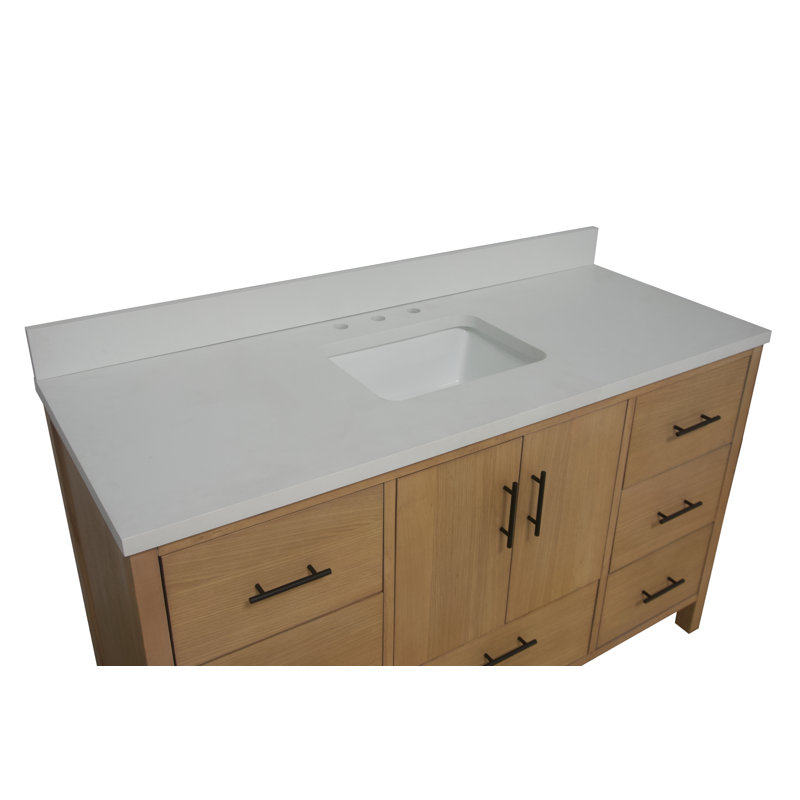 Kiara 60'' Single Bathroom Vanity, Matte White, Blonde