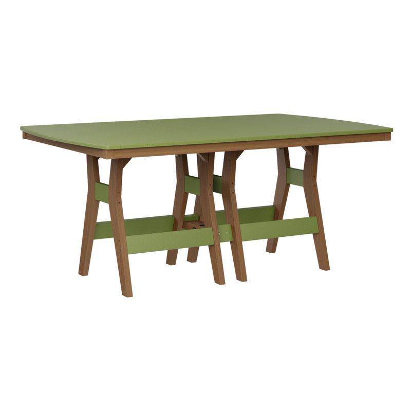 Table de bar rectangulaire 72 po Berlin Gardens Harbor, Vert kiwi, H 38,87 po x l 72 po x P 44 po, Teck naturel