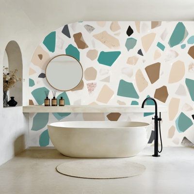 Peel and Stick Wallpaper Italian type venetian style Terrazzo Wall Murals 100"H x 144"W Removable PVC Wall Paper Self-Adhesive Wall Decor for Bedroom Living Room Home Office