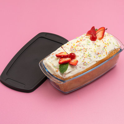 JoyJolt Glass Loaf Baking Pan Set with Lids