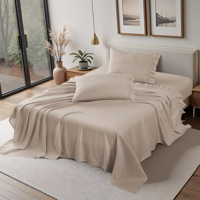 Shabby Chic Printed Pin Stripe Sheet Set