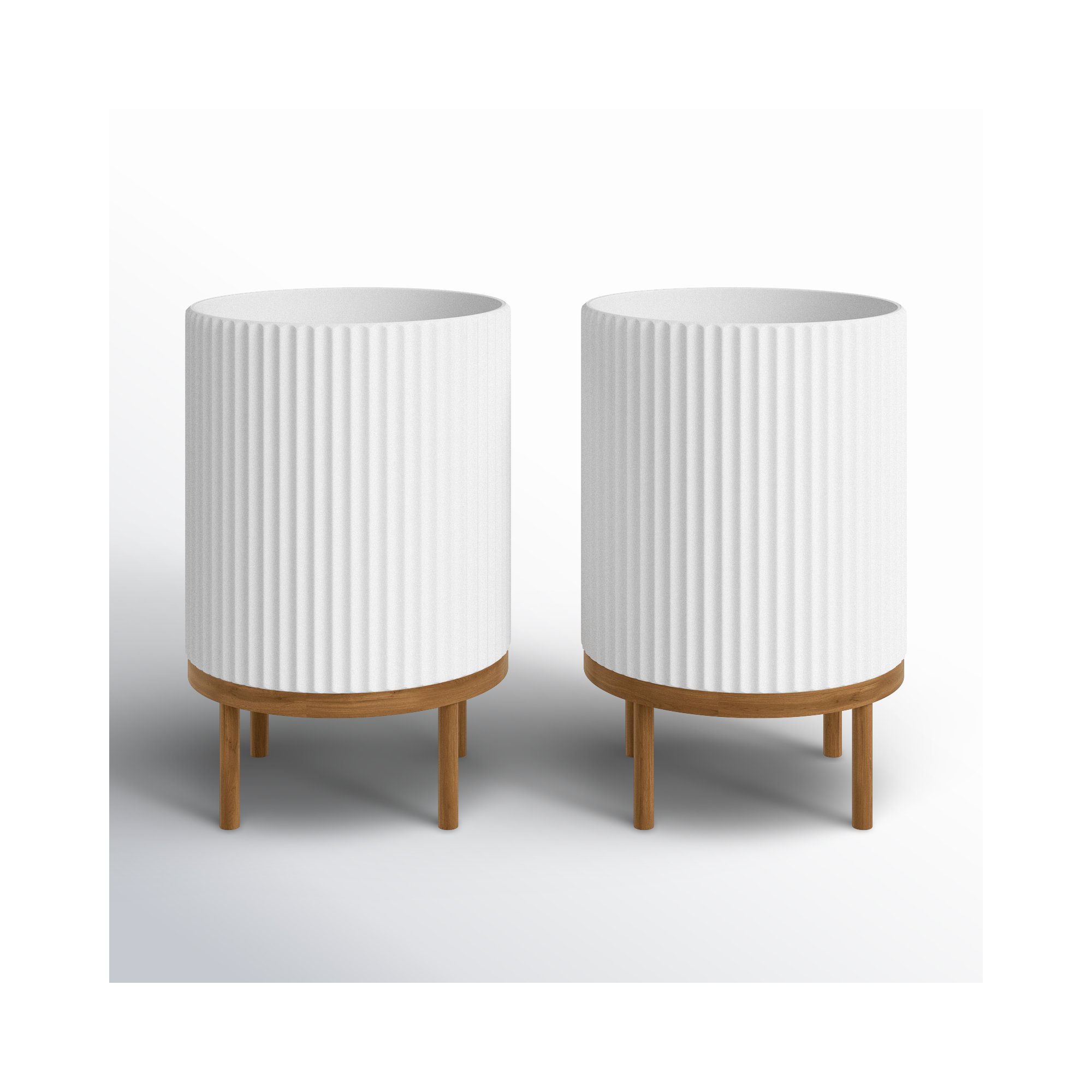 Demi Series Planter with Stand, 2, 16" H x 10.5" W x 10.5" D, White/Brown