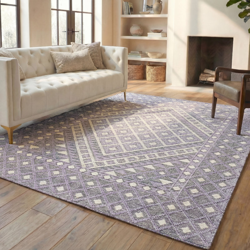 Seguin Natura Hand Woven Wool/Cotton Geometric Rug in Gray, Rectangle 8' x 10'
