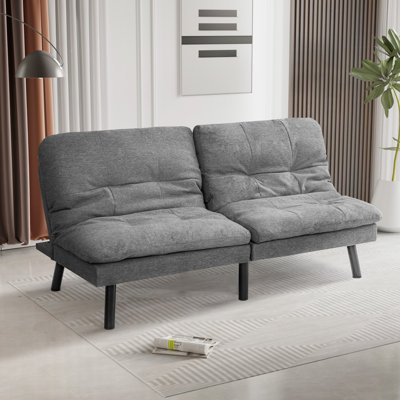 Isaul 68'' Upholstered Biscuit Back Convertible Sofa