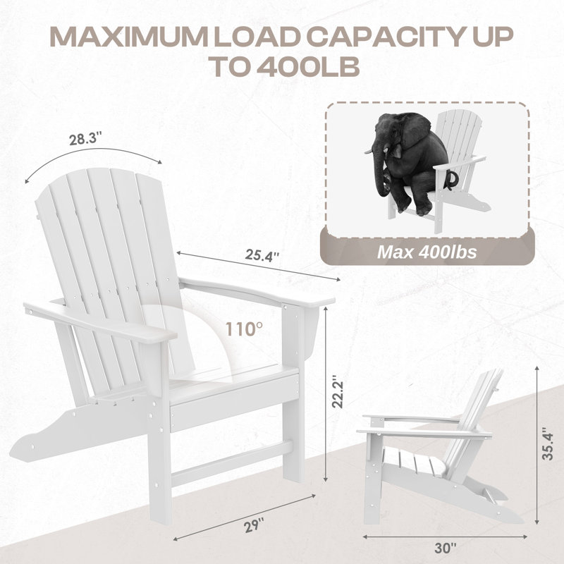 Chaise Adirondack d'extérieur Hdpe, Blanc