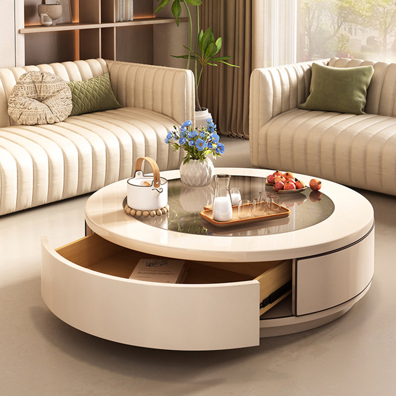 Table basse ronde Luxe, Beige / transparent