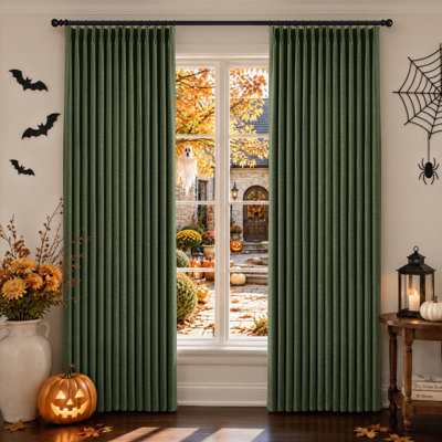 Memory Trained Pinch Pleated Linen Curtains for Living Room Bedroom, Soft Fabric Semi Sheer Drapes Natural Farmhouse Privacy Curtains, 2 Panels, Olive Green, 40"x84"