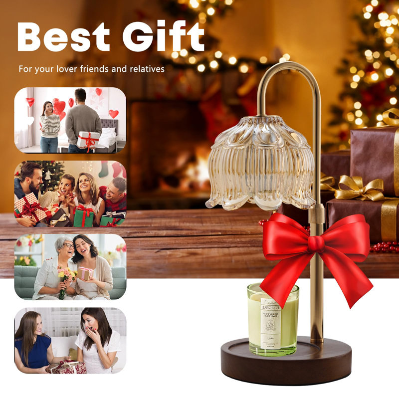 Lampe chauffe-bougie parfumée avec 2 ampoules, minuterie et variateur pour la décoration intérieure
