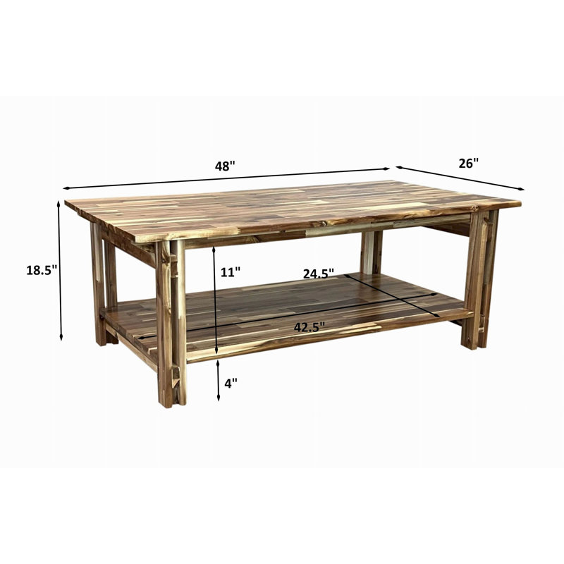 Damius Solid Wood Single Coffee Table, Natural