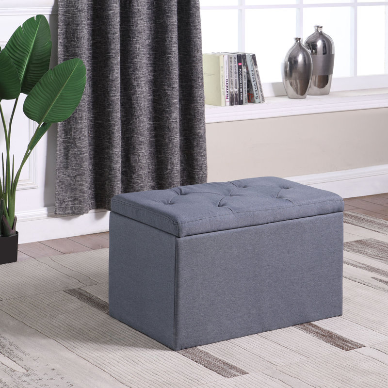 Banc de rangement rembourré Threatt, Gris tourterelle