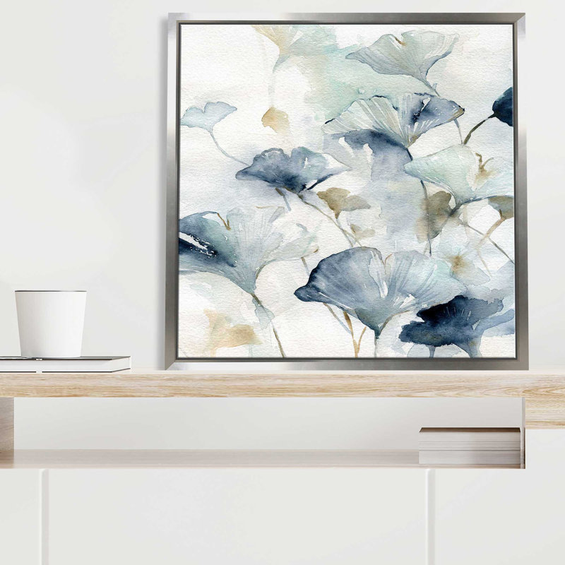 Indigo Ginkgo II - Peinture, L 21,5 po x H 21,5 po