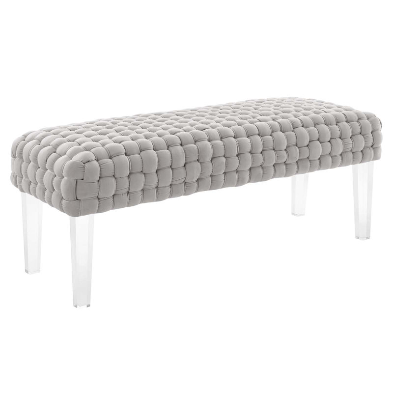 Modway Prologue Woven Performance Velvet Ottoman, Light Gray 