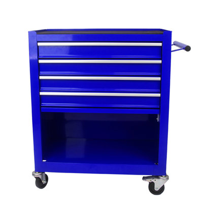 Chariot à outils multifonctionnel 4 tiroirs avec roues bleues