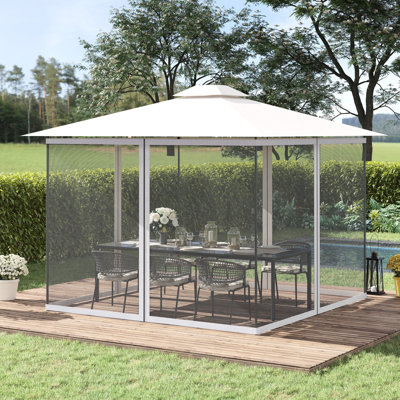 10 pi x 13 pi, remplacement pour filet de pavillon et auvent, blanc. Empêche l'intrusion de débris ailés. Installation facile. Compatible avec divers types de 10 pi x 13 pi. Fabriqué