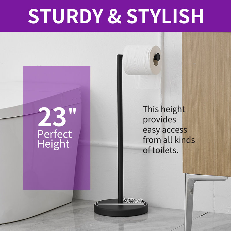 1 Free Standing Toilet Paper Holder, Matte Black