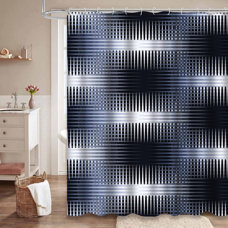 Rideau de douche abstrait à motif géométrique écossais avec 12 crochets, L 72 po x l 84 po