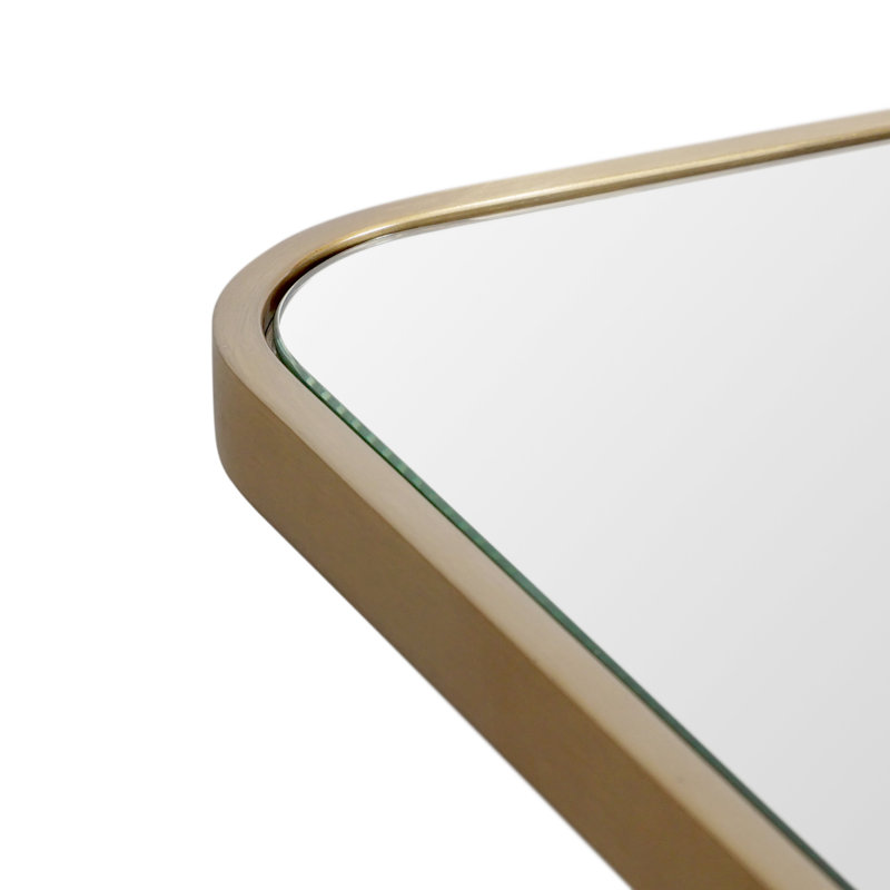 Radius Corner Modern & Contemporary Bathroom/Vanity Mirror, Satin Brass