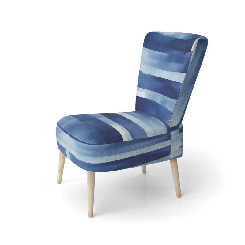 Chaise d'appoint abstraite moderne transitionnelle rembourrée - Chaise d'appoint Indigo Horizon VII