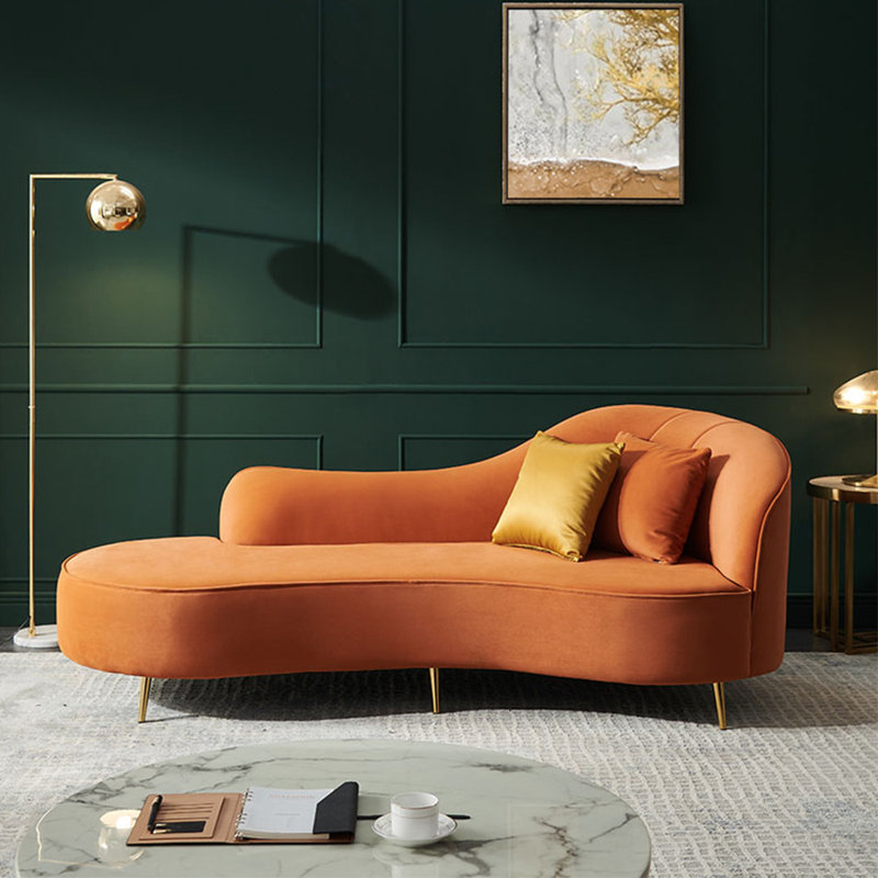 Méridienne tendance et moderne, Orange, Orienté à droite