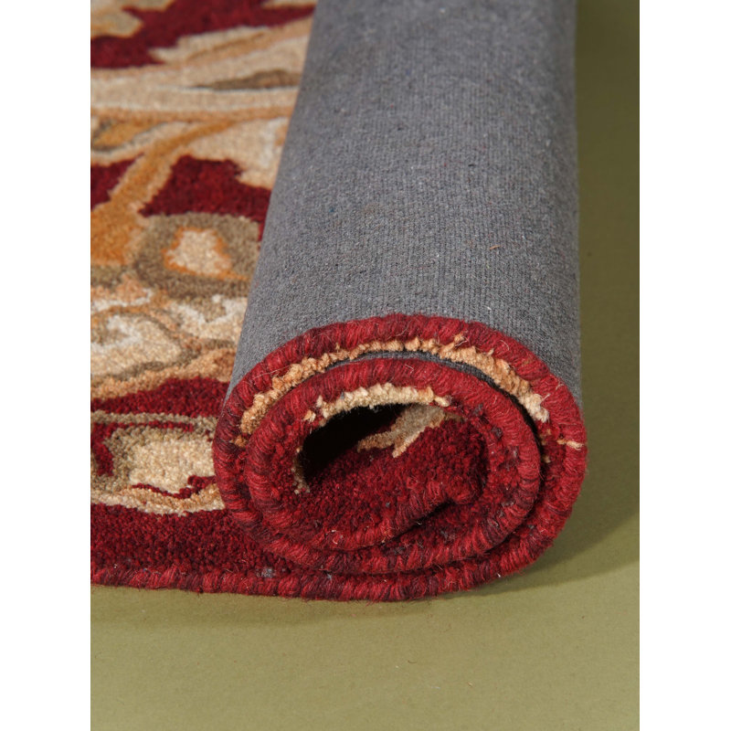 Chatney Hand Tufted Wool Eco-Friendly Area Rugs - Square, Dark Red Color, Floral Modern Design, High Pile Thick Handmade Anti Skid Area Rugs for Living Room, Bed Room