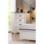 Commode de chambre contemporaine, quatre tiroirs, gris beige + commode à finition blanche pour chambre à coucher, plateau gris et finition blanche, rustique