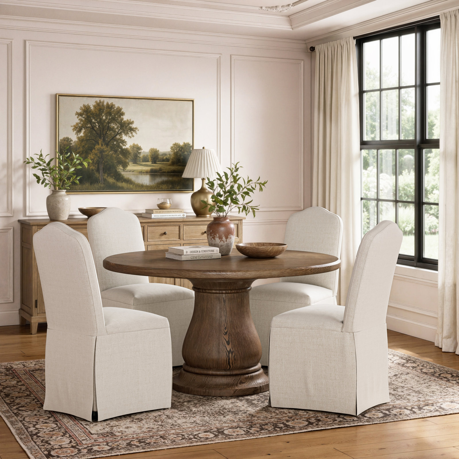 Lovell Upholstered Arched Back Dining Chair With Casters, Set Of 2, Beige