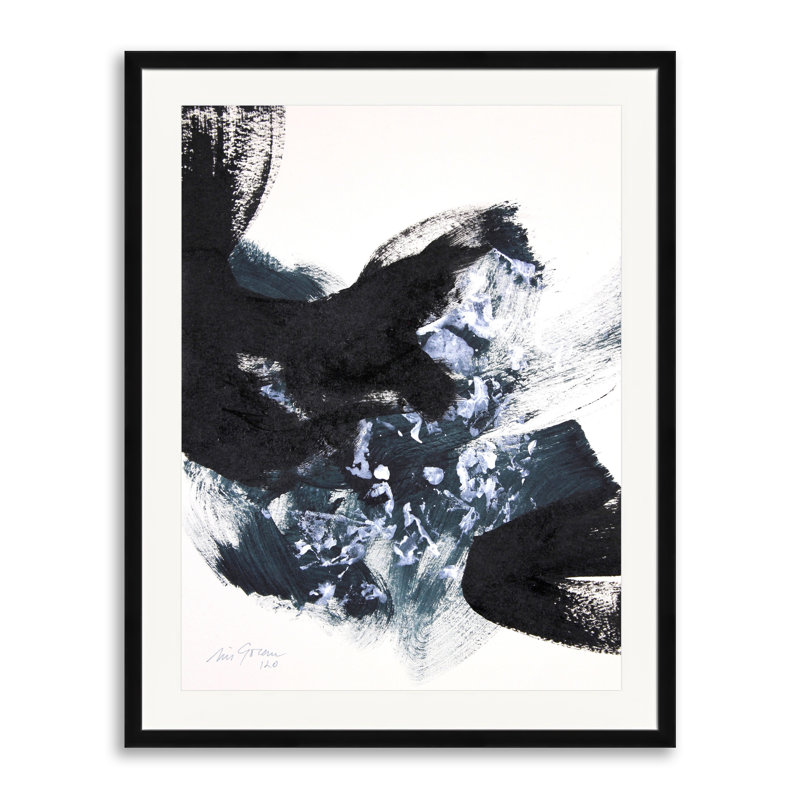 La figure en mouvement n ° 4 de Simona Gocan - Peinture, H 31,25 po x l 25,25 po, Papier avec cadre noir