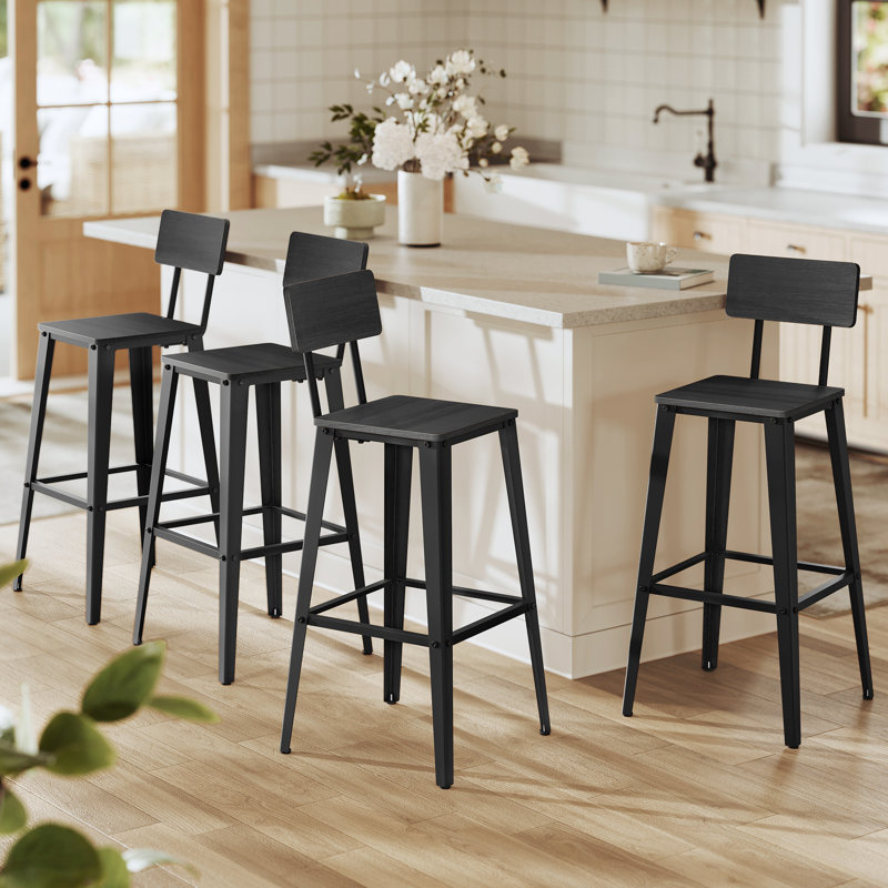 Aedyn 74cm Bar Stool, Ash Black/Ink Black