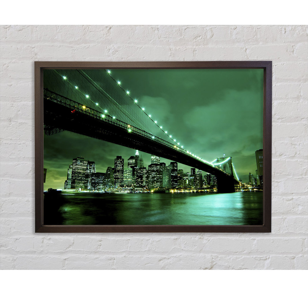 Brooklyn Bridge New York Green Cast - Einzelner Bilderrahmen Kunstdrucke auf Leinwand