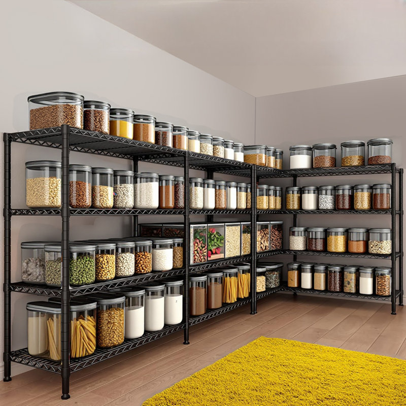 Tablettes de rangement, étagères grillagées, tablettes en métal réglables pour le rangement, tablettes de rangement pour garde-manger