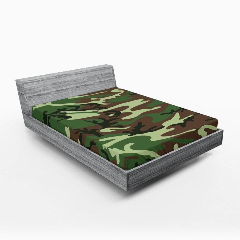 Ensemble de 2 draps-housses Ambesonne Camo Classic, Ensemble de draps pour taille de lit double