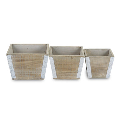 Ensemble de 3 boîtes à fleurs en bois Makenzie