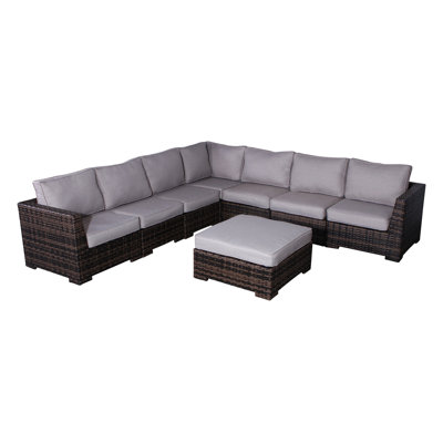 Paniagua Fully Assembled 122'' Wide Outdoor Wicker Reversible Patio Sectional
