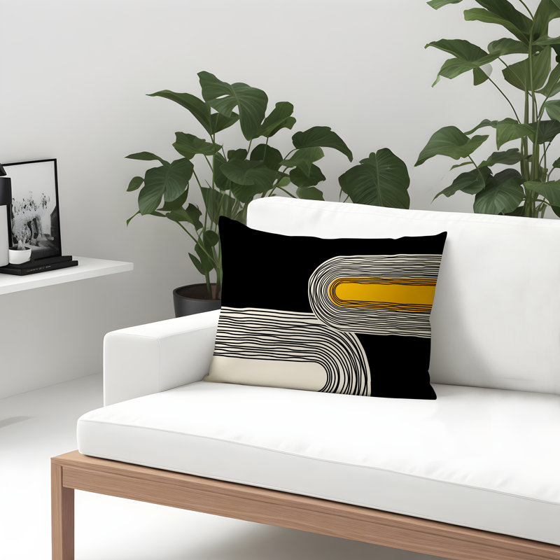 Housse et insert de coussin rectangulaire intérieur / extérieur en polyester filé Cassie, Jaune, H 14 po x l 20 po