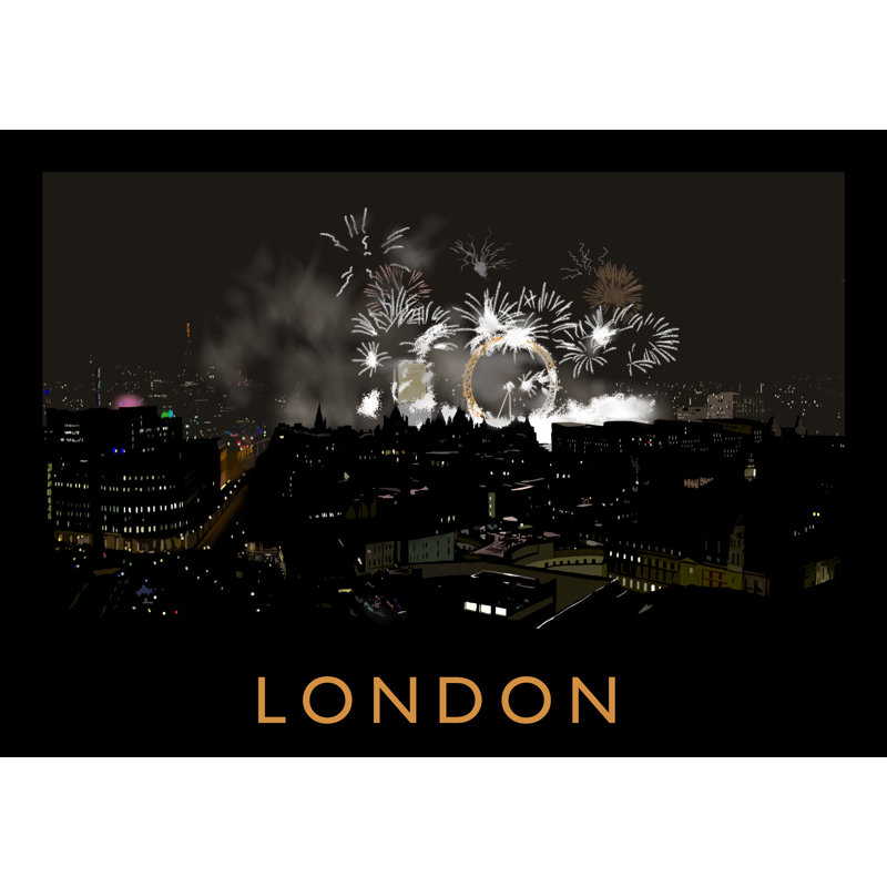 London Fireworks by Richard O'Neil - Print, No Frame, 30 cm H x 40 cm W x 1 cm D