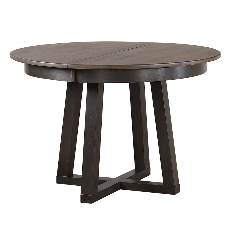 Latresa Extendable Round Solid Wood Dining Set, Gray/Black, Gray/Black, 5 Pieces: 1 Table, 4 Chairs